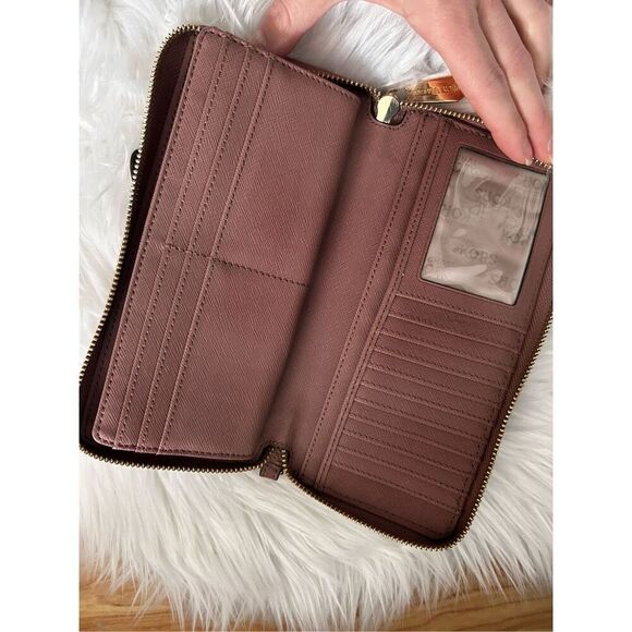 MICHAEL KORS Wallet wristlet brown Gold Zip Around MK Wristlet - Picture 4 of 5